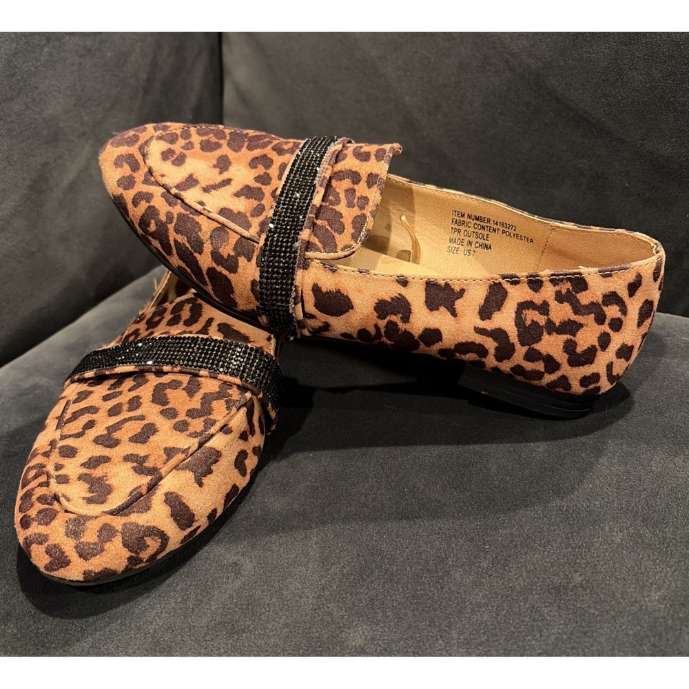 Torrid leopard faux suede embellished band loafer Size 7